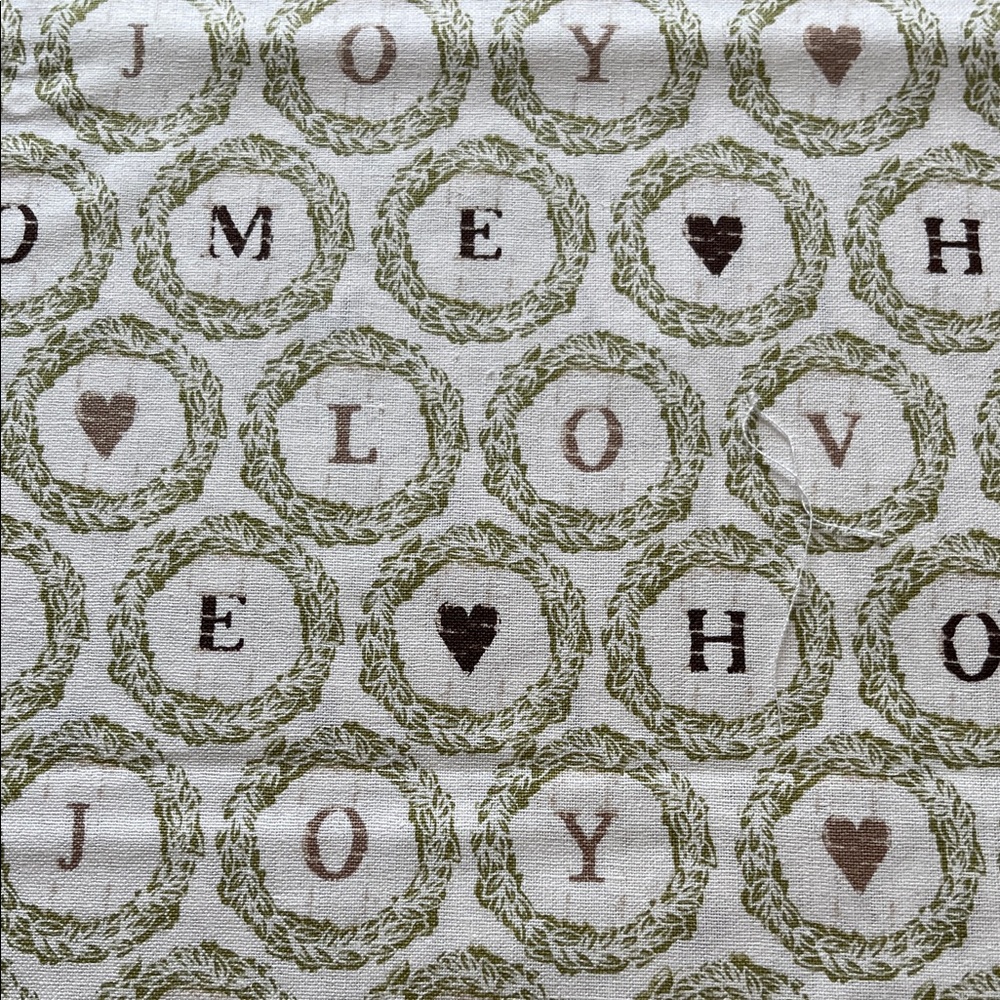 Home & Love Wreath Print Cotton Fabric 1 Yard 24” by 44” Approximately